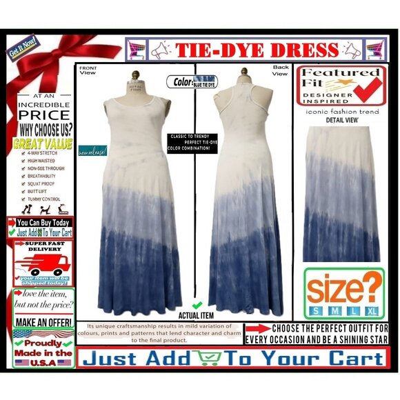 🛑 BULLY Tie Dye ➕🆒 DIP DYE Maxi DRESS Racerback Sleeveless💸BUY NOW‼️🟢 - Picture 1 of 16